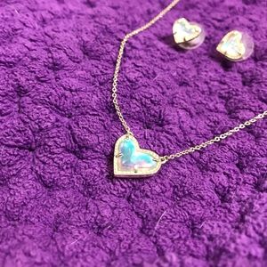 BUNDLE Kendra Scott Ari heart necklace and earrings in Dichoic
